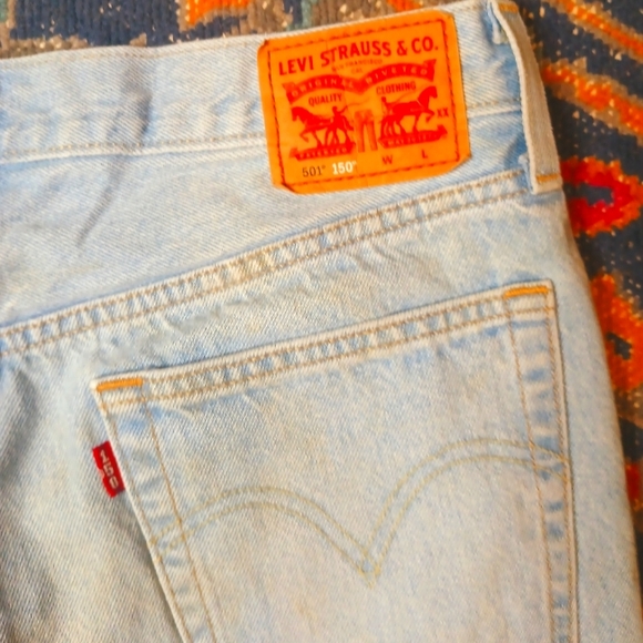 Levi's 501 150th Anniversary Jeans with Distressed/ Patched Knee - Picture 5 of 6